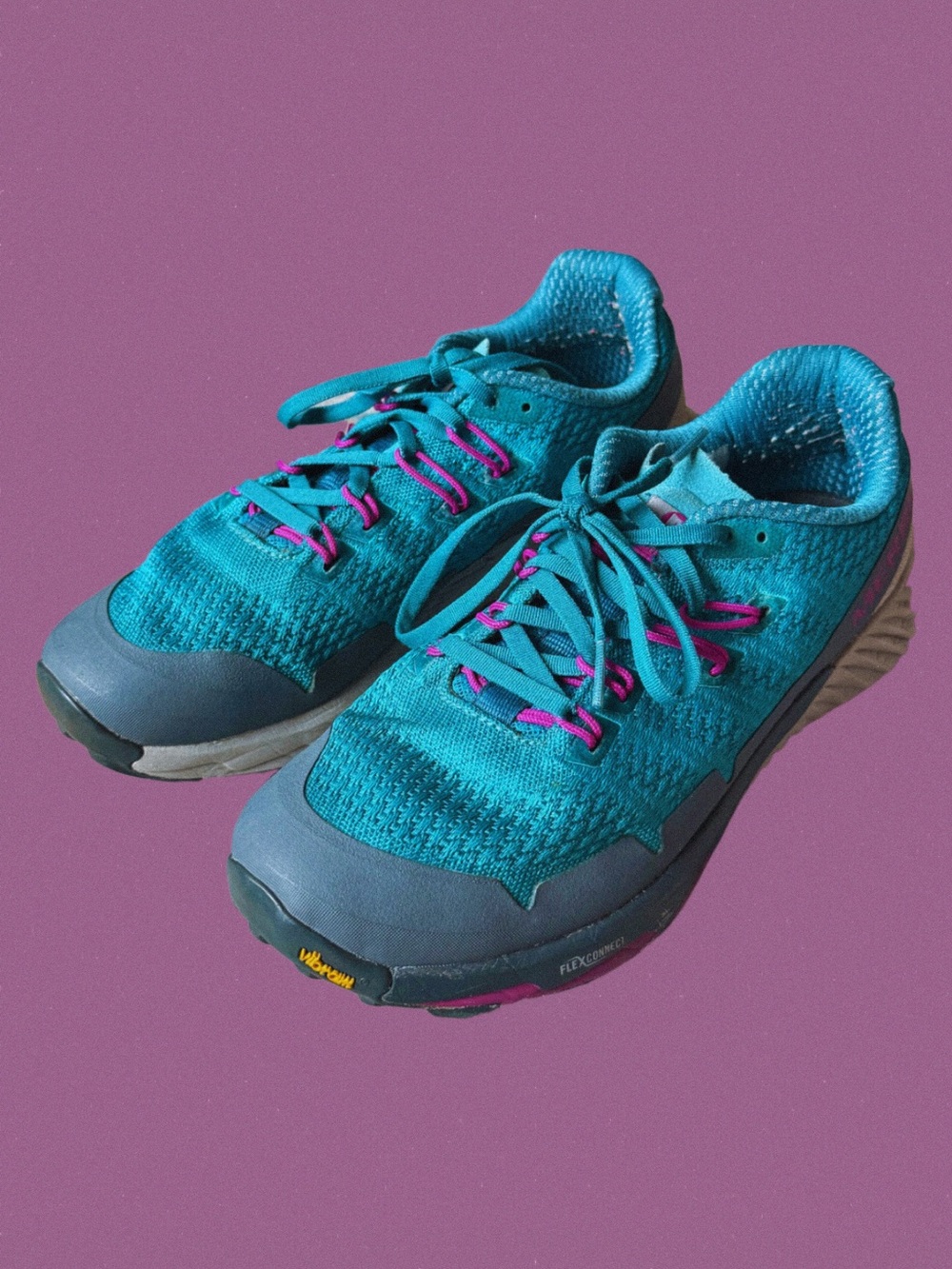 Merrell Teal Mesh Sneakers with Pink Accents